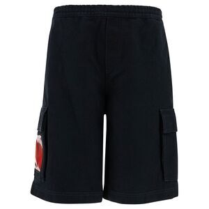44 Label Group Men Black Cargo Bermuda Shorts With Logo Embroidery In Cotton Man